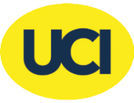 Logo der UCI auf gelbem Hintergrund.