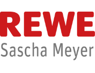 Logo von REWE mit dem Namen Sascha Meyer.