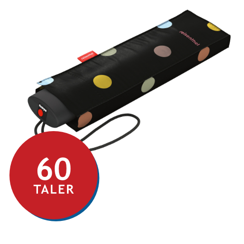 Schwarze Isomatte mit bunten Punkten und rotem Knopf, Preis 60 Taler.