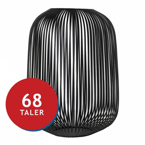 Moderne schwarze Lampe mit Drahtgitter-Design, Preis 68 Taler.
