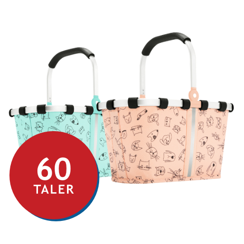 Zwei bunte Einkaufskörbe mit Tiermotiven zum Preis von 60 Talern.